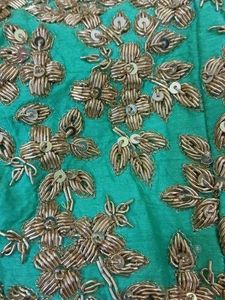 Exquisite Embroidered Teal Saree blouse only
