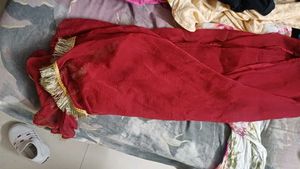 Elegant Red Kurta Set with Gold Trim