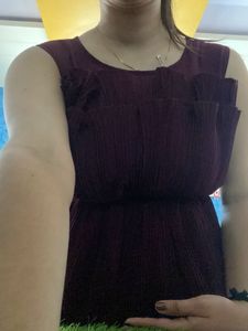 Maroon Pleated Tunic Top