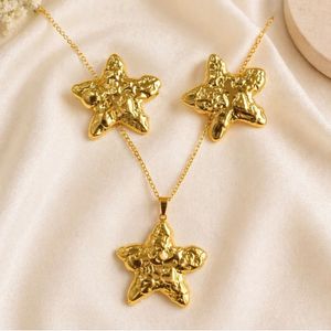 Gold Star Pendant Necklace & Earrings Set