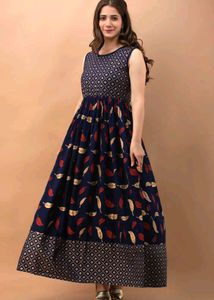 Partwear Cotton Gown With Jwellery Set