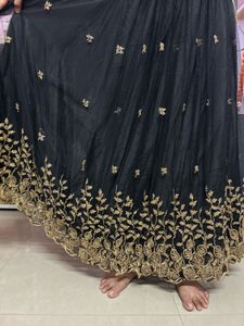 Elegant Black &amp; Gold Embroidered Skirt