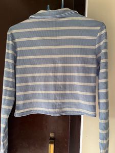 Striped Collared Crop Top