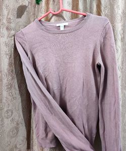 H&amp;M Pink Ribbed Long Sleeve Top