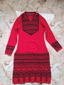 Red Embroidered Kurta