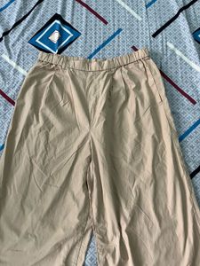 Length-30,,Women's Beige Wide Leg Cropped Pants