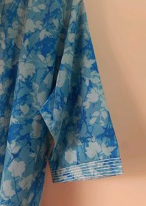 Blue Embroidered tie die kurti