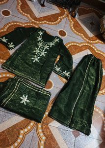 trendy Olive Green Kurta Set with Dupatta Bell sle