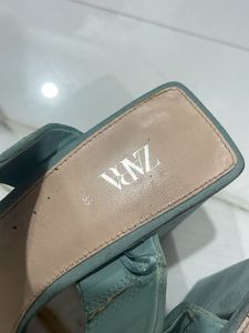 Zara Green Heeled Mules
