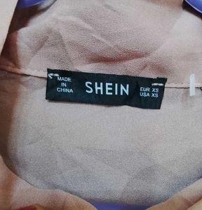 Shein Pink Bow Neck Top