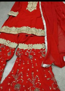 Embellished Red gharara