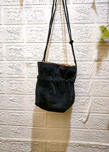 Black Velvet Drawstring Pouch Bag