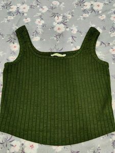 Green Ribbed Tank Top