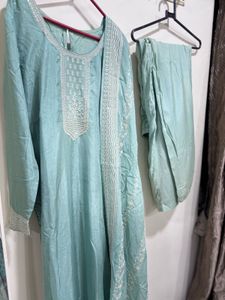 Sea green Embroidered Kurta Set
