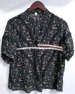 Floral Lace Trim Blouse
