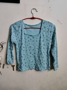Light Blue Floral Print Top