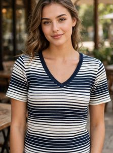 Classic Striped V-Neck Tee