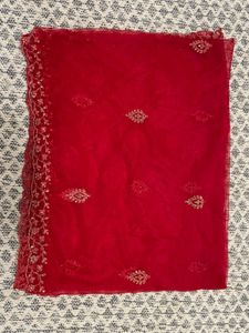 Elegant Red Embroidered Shawl