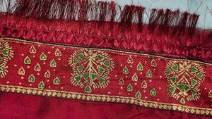 Maroon Embroidered Silk Saree