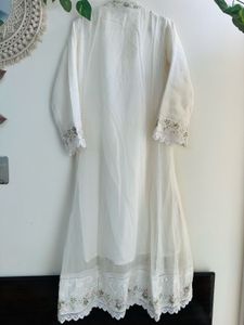 Off white pakistani front openA-line Suit pant set