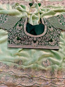 Elegant Pastel Green Embroidered Saree