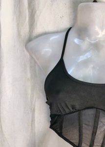 Chic Black Mesh Corset Top