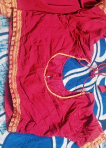 Elegant Red &amp; Gold Saree