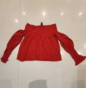 Forever 21 Red Off Shoulders Top