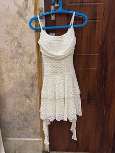 Chic White Lace Mini Dress Padded