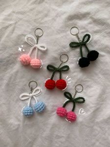 Crochet cherry keychains