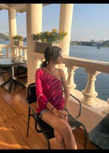 Stylish Pink Kurta with One Shoulder Design