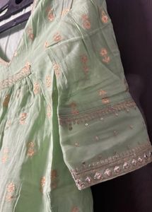 Light Green Kurta with Gold Print