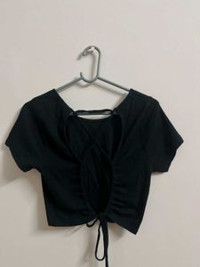 Black Tie-Back Crop Top