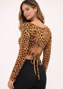 Leopard Print Tie-Back Crop Top