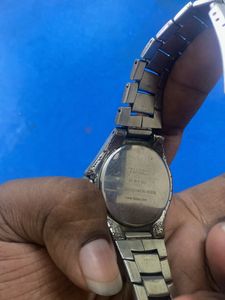 Classic Silver Watch with Blue Dial