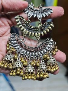 Oxidised Jhumka Earrings