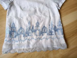 White Embroidered Short Sleeve Top