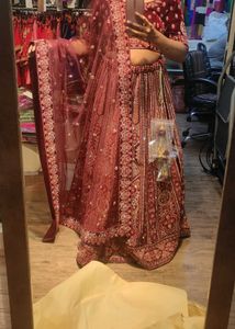 Exquisite Maroon Velvet Lehenga Choli with dupatta