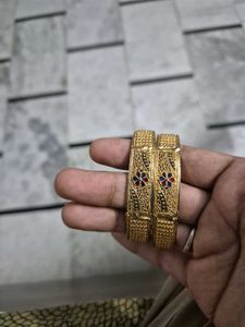 Elegant Gold Bangles with Enamel