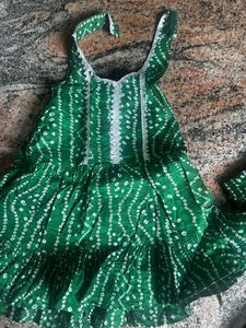 Green Bandhani Kurta Set with Sharara