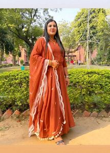 Elegant rust Kurta Set with Dupatta