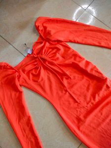 Orange Long Sleeve Maxi Dress🦊🍤🧭🎁🎗️
