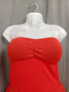 Hot Red Padded Tube Mini Dress For Women's