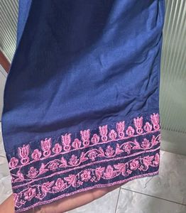 Navy Blue Embroidered Kurta Set