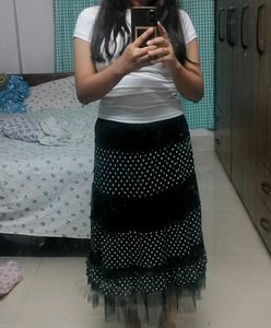 Elegant Polka Dot Maxi Skirt