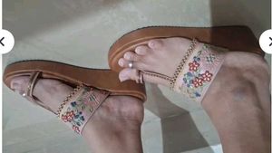 Embroidered Wedge Sandals