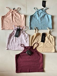 New Pack of 5 Women's Crop Tank Tops