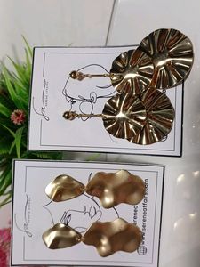 Pack Of 2 Pinteresty Golden Earrings