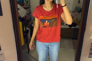 Red T-Shirt Graphic hand painted