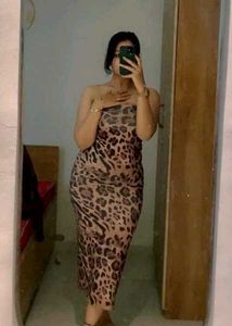 Leopard Print Strapless Maxi Dress